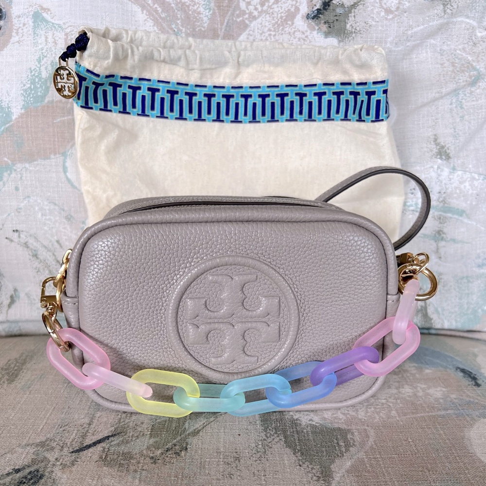 Tory Burch Perry Bombé Mini Crossbody Bag in Grey Heron, Beautiful Condition!